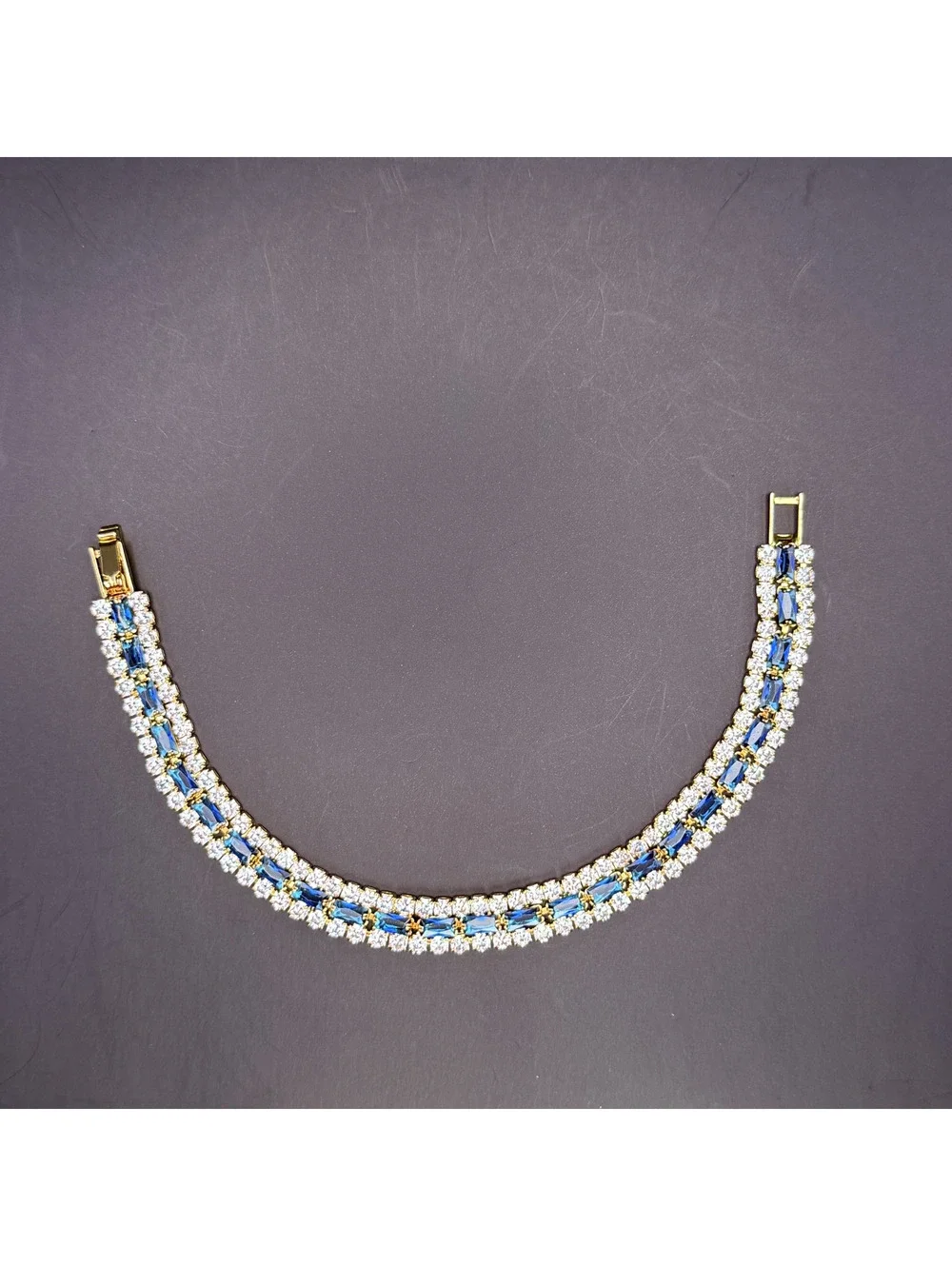 candy+clover london blue and rhinestone crystal gold tone bracelet